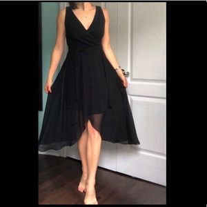 DKNY flowing black tie-waist dress size 6